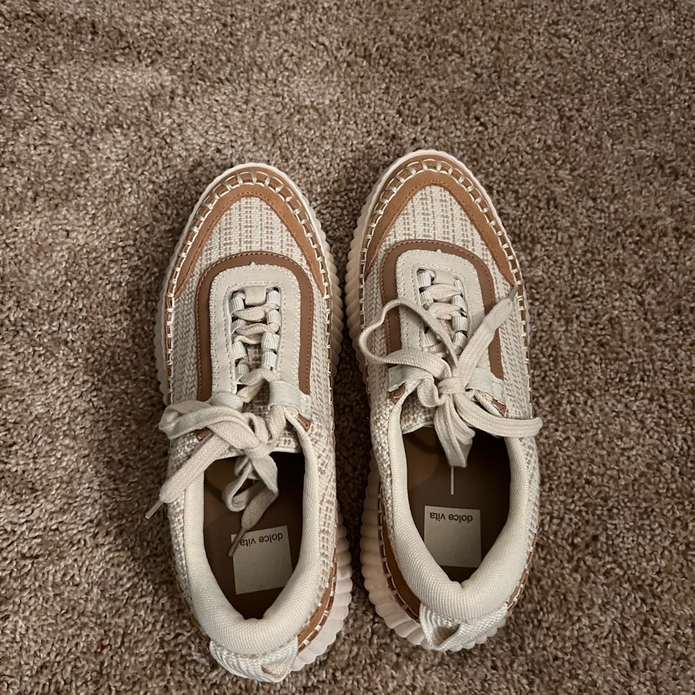 Dolce Vita Cream and Tan Sneakers size 8